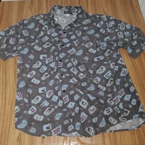 Vintage Triumph of California Button Down Short Sleeve Print Shirt Men's Large